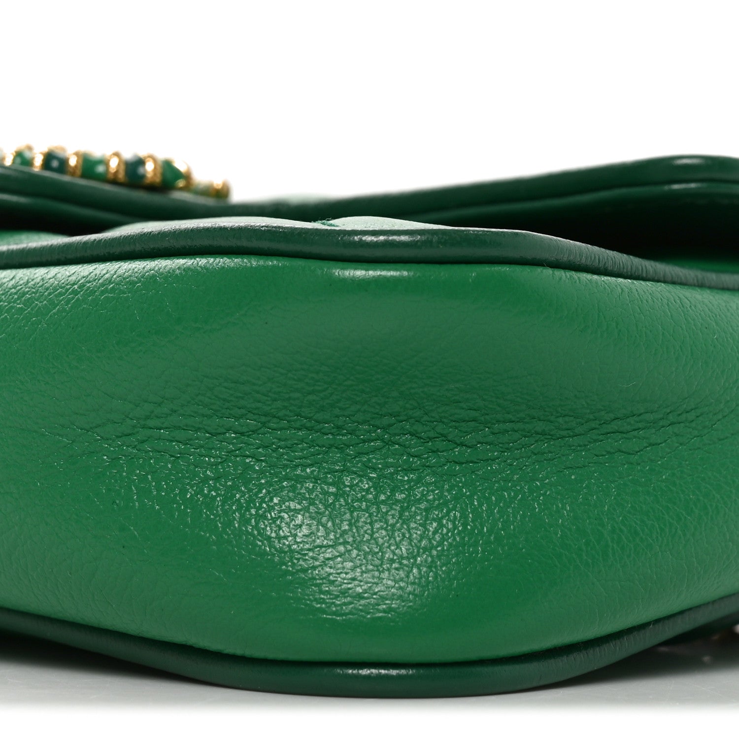 Azalea Calfskin Enamel Matelasse Diagonal Super Mini Torchon GG Marmont Shoulder Bag New Shamarock Emerald - Image 9