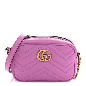 Calfskin Matelasse Mini GG Marmont Chain Shoulder Bag Candy Mousse