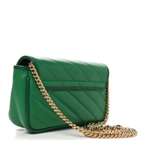 Alternative view of Azalea Calfskin Enamel Matelasse Diagonal Super Mini Torchon GG Marmont Shoulder Bag New Shamarock Emerald