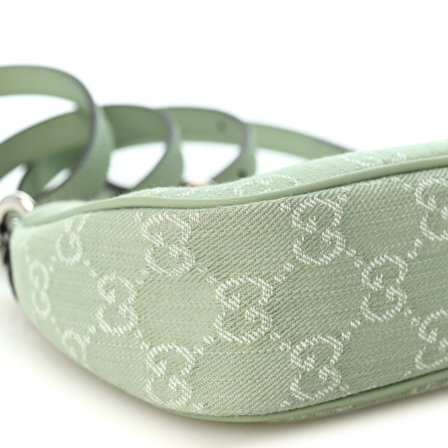 Denim GG Monogram Calfskin Mini Ophidia Flap Shoulder Bag Pale Green - Image 7
