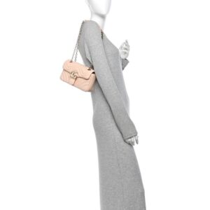 Alternative view of Lambskin Matelasse Small GG Marmont Shoulder Bag Millenial Pink
