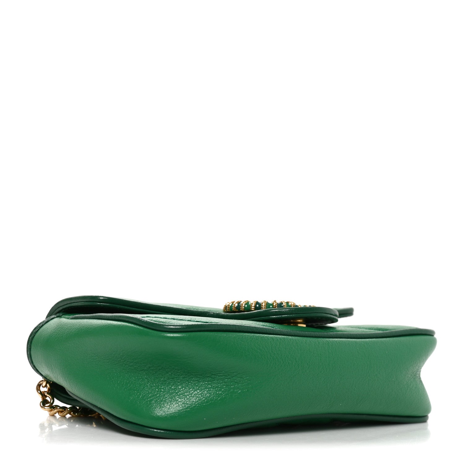 Azalea Calfskin Enamel Matelasse Diagonal Super Mini Torchon GG Marmont Shoulder Bag New Shamarock Emerald - Image 3