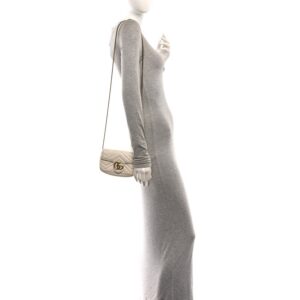 Alternative view of Calfskin Matelasse Super Mini GG Marmont Shoulder Bag White