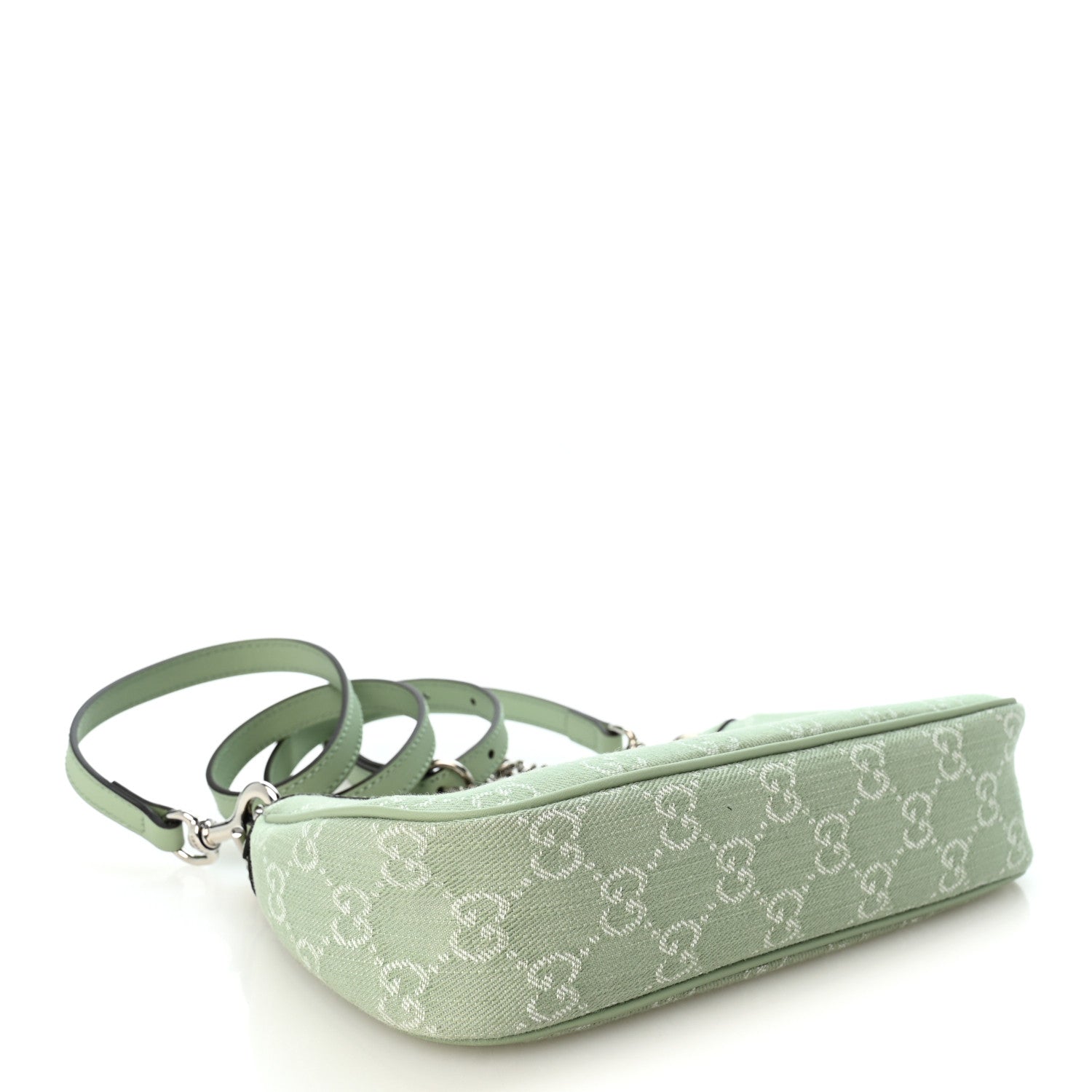 Denim GG Monogram Calfskin Mini Ophidia Flap Shoulder Bag Pale Green - Image 3