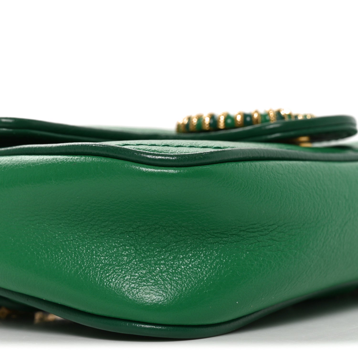 Azalea Calfskin Enamel Matelasse Diagonal Super Mini Torchon GG Marmont Shoulder Bag New Shamarock Emerald - Image 8